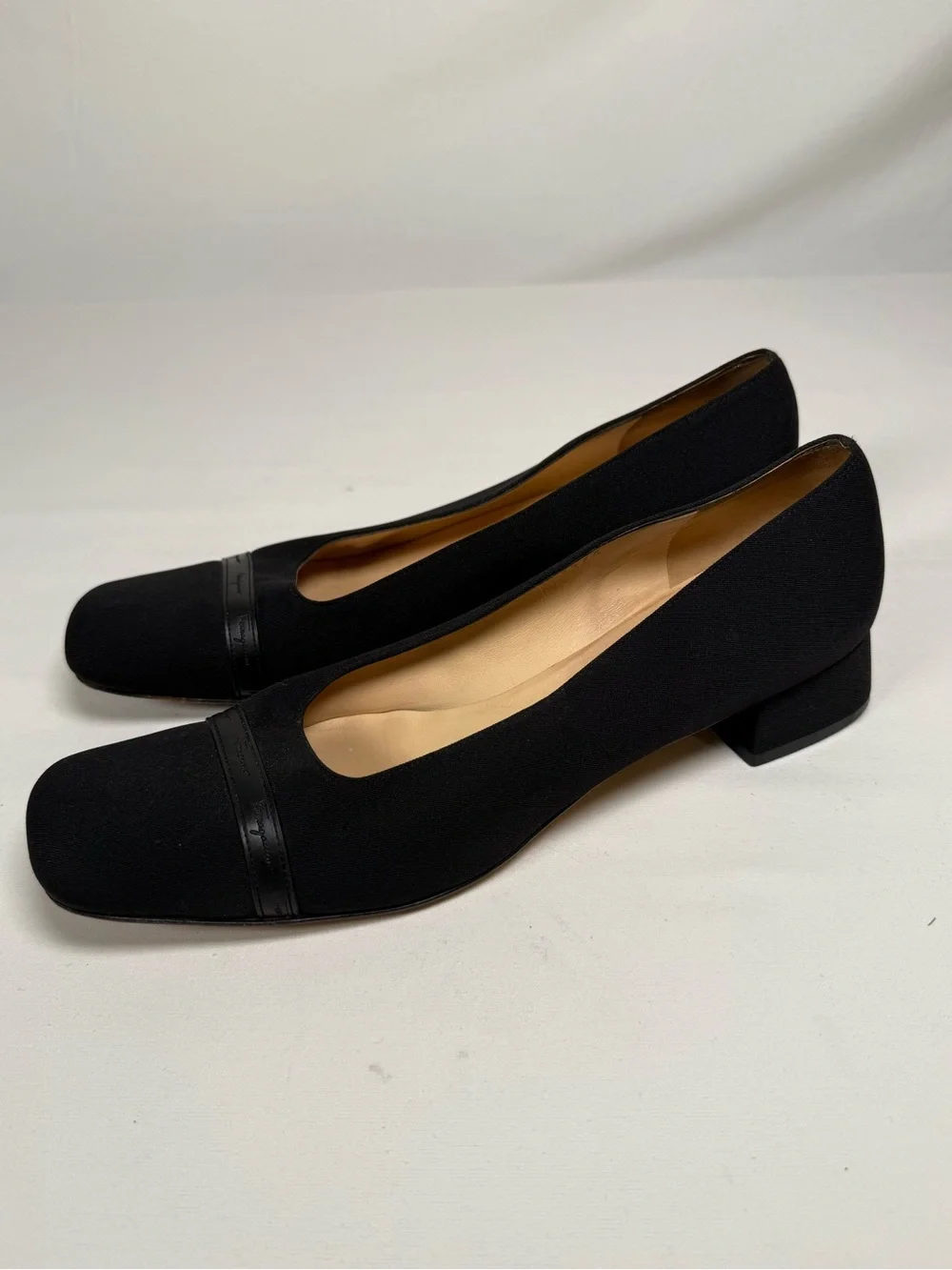 Vintage Black Ferragamo Block Heels - Size 10.5